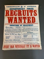 1968 The Australian Full Size Facsimile of WW1 Recruitment Poster for the Commonwealth of Australia Expeditionary Forces
