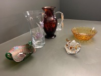 Asstd Lot of Glass and Crystal Vases and Bowls Etc - 2