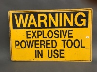 Explosive Power Tool In Use Tin Sign