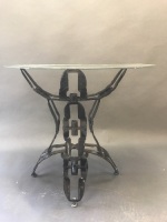 Glass Top Side Table on Metal Stand