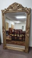 Huge Contemporary Armorial Style Gilt Gramed Arch Bevelled Mirror - 3