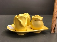 Royal Winton 4 Piece Yellow Rosebud Design Cruet Set