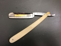 Rare Set of Days of the Week Straight Razors by Wostenholm & Son, Sheffield in Original Leather Covered Hard Box - 6