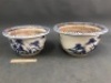 2 Vintage Blue & White Ceramic Pots