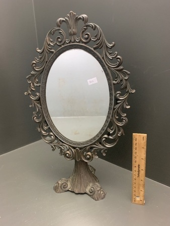 Vintage Italian Cast Metal Vanity Mirror