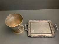 Large Silver Plated Ice Bucket and Drinks Tray - 2