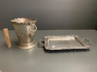 Large Silver Plated Ice Bucket and Drinks Tray - 3