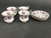 4 Royal Albert Sweet Violets Cups & Saucers