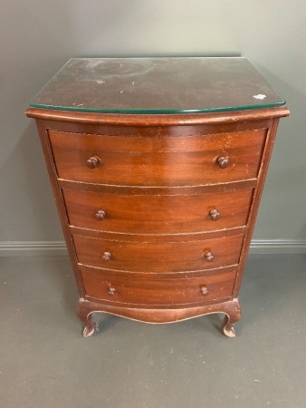 4 Drawer Bow Fronted Mahogany Bedside Cabinet