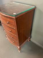 4 Drawer Bow Fronted Mahogany Bedside Cabinet - 2