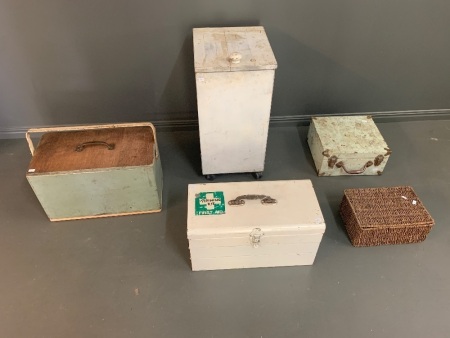 4 Assorted Timber and Metal Boxes