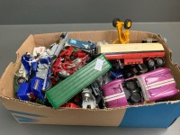 Large Asstd Box of Matchbox + Others Die Cast Cars, Ships, Machinery Etc in Used Condition - 2