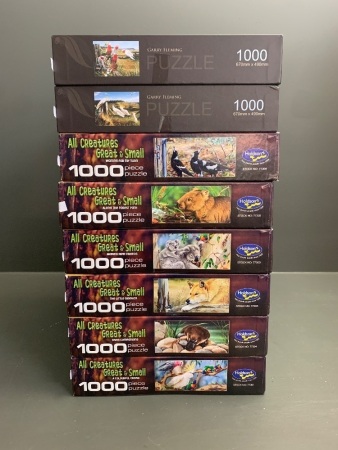 6 x 1000 Piece Australian All Creatures Great & Small Puzzles + 2 x 1000 Pieces Australian Birds - All There