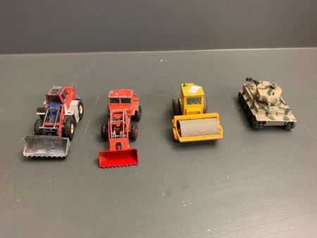 Asstd Lot of Corgi, Matchbox and German Die Cast Toys inc. Tanks and Tractors
