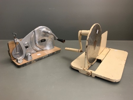 2 Vintage Bench Top Manual Meat Slicers both Australian Made