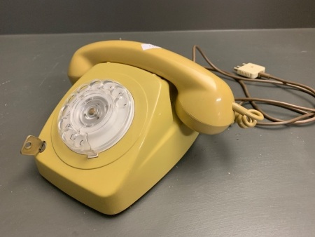 Vintage 1970's Mustard Dial Telephone with Lock
