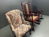 3 Small Teddies / Dolls Chairs - 2 Rockers 1 Wingback - 3