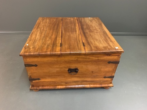 Large Teak Blanket Box with Iron Fittings