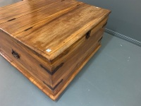 Large Teak Blanket Box with Iron Fittings - 2