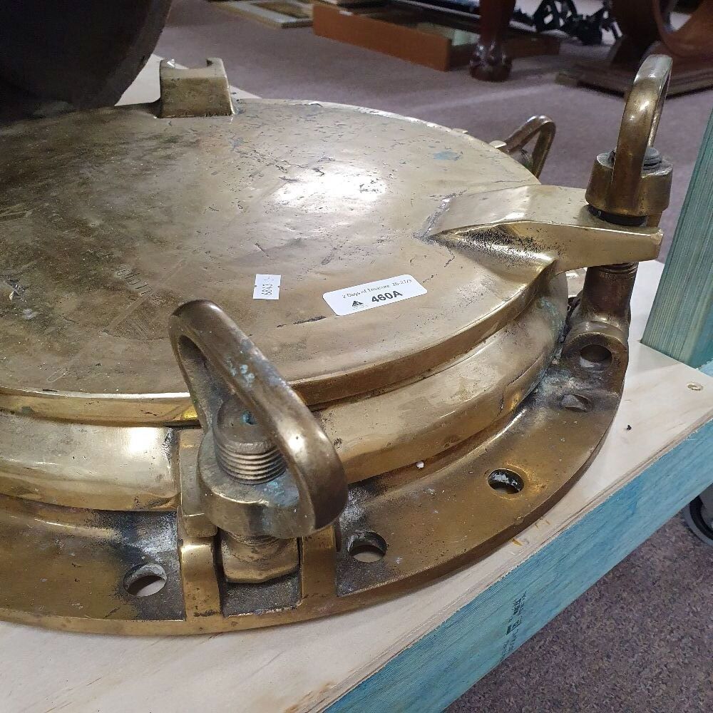 Stunning Large Vintage Heavy Duty Brass Porthole with Solid Brass Storm