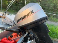 3.8m Tinny with 20HP Mariner 2 Stroke Outboard + New Aluminium Trailer, Depth Sounder + Marine Safety Eqpt. - 11% BP applies - 6