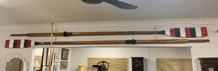 Set of Vintage Timber Maroochydore Surf Boat Oars Bought from the Maroochydore Bridge Hotel During Refurb