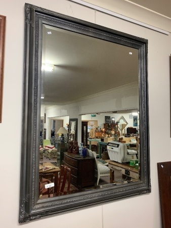 Large Pewter Colour Gesso Framed Bevelled Mirror