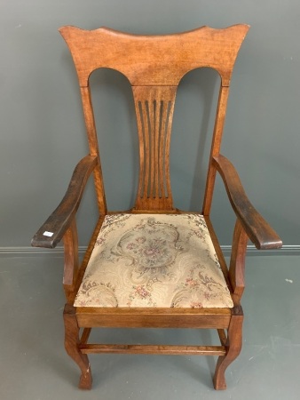 Vintage Upholstered Carver Dining Chair