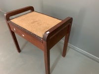 Antique Silky Oak Lift Lid Piano StoolÂ  with Upholstered Seat - 2