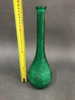 Vintage Green Hobnail Genie Bottle - No Stopper