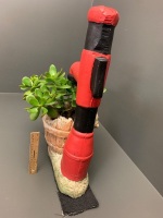 Concrete Garden Water Pump Pot with Jade Tree - 4