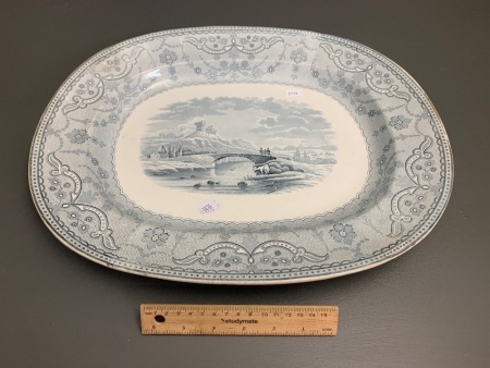 Antique Victorian Copeland Blue & White Platter