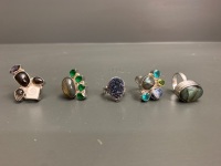 5 x Sterling Silver Gem Set Rings