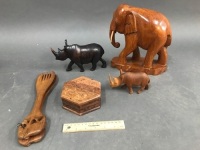 Box Lot of Carved Animals