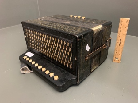 Vintage Hohner Black Single Row Button Accordion
