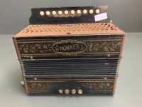 Vintage Hohner Black Timber Single Row Button Accordion - As Is - 5