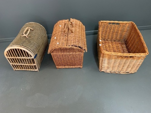 3 Woven Wicker Baskets inc. 2 Travel Baskets