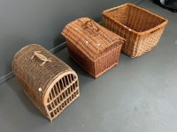 3 Woven Wicker Baskets inc. 2 Travel Baskets - 4