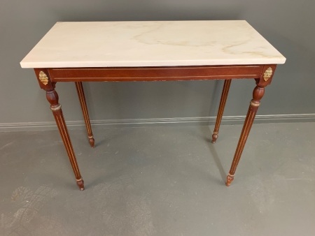 Narrow Marble Topped Hall Table on Spindle Legs