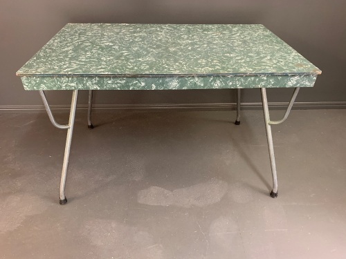 Green Mid Century Chrome & Laminex Table - As Is