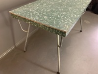 Green Mid Century Chrome & Laminex Table - As Is - 2