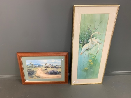 Vintage Mid Century Framed Vernon Ward Flamingo Print + D'Arcy Doyle