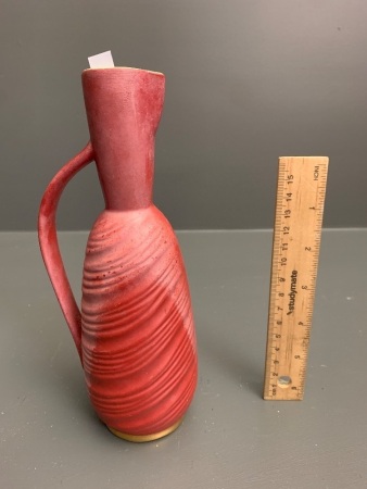 Unusual Small Red W.German Mid Century Swirled Pottery Jug - No.912