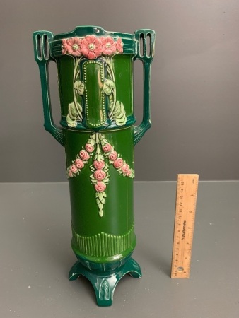 Antique Tall Art Nouveau Glazed Vase by Eichwald - As Is