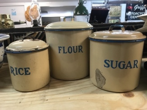 3 Enamel Tins