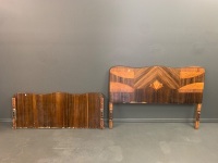 Pair of Marquetry Timber Double Bed Ends