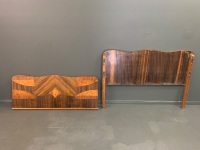 Pair of Marquetry Timber Double Bed Ends - 2