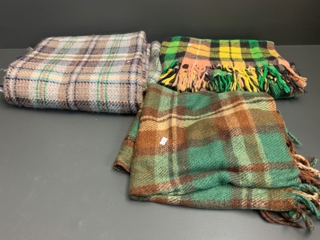 3 x Vintage Woolen Blankets