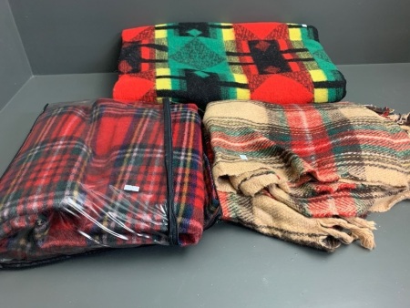 3 x Vintage Woolen Blankets