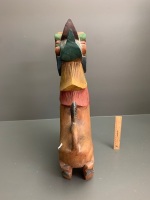 Large Carved and Painted Hardwood Temple Dog - 3